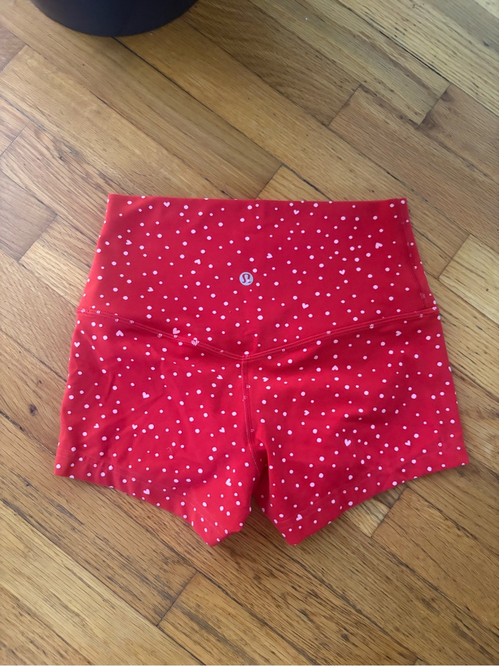 Lululemon Women's Red High-Rise Heart Dot Athletic Shorts